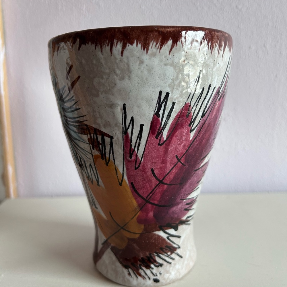 Italian hand painted MCM ceramic vase